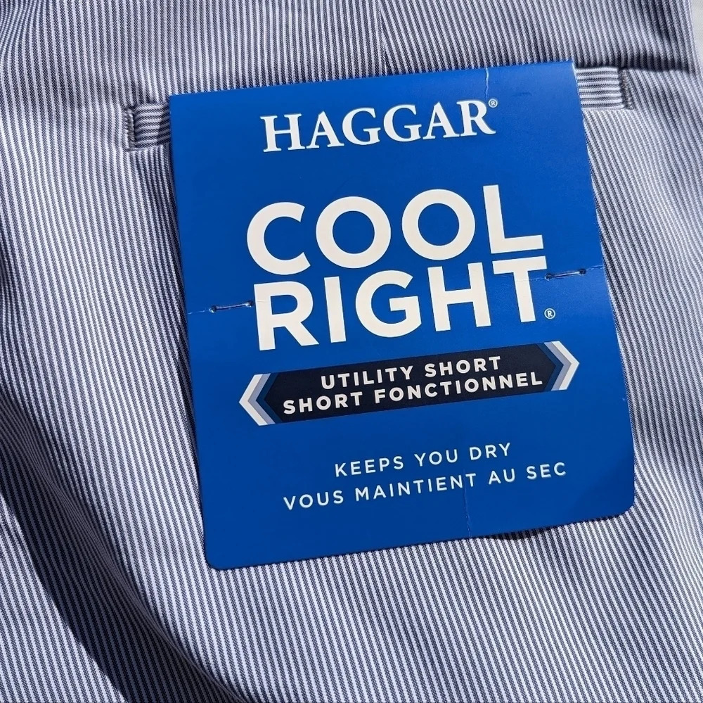 NWT Haggar Size 38 Cool  Right Utility Short Blue & White Stripe - Picture 5 of 7